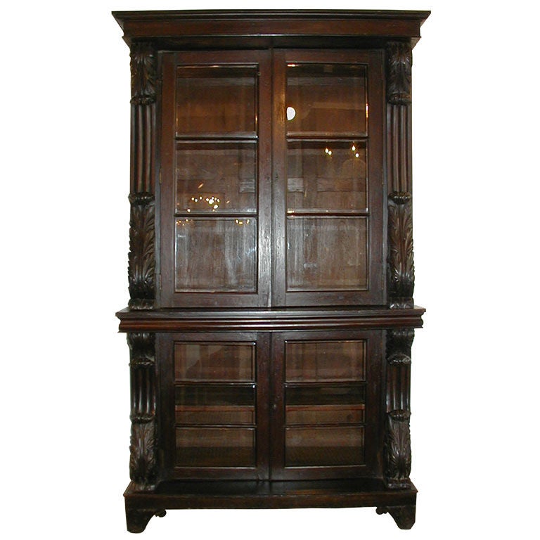 William IV Anglo-Indian Mahogany Glazed Front Bookcase