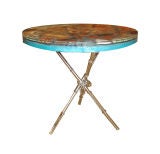 1960's Rock Speciman Inlaid Resin Top Table