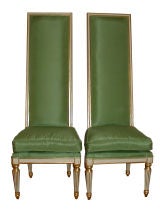 Pair of Painted and Parcel Gilt Highback Low Chairs