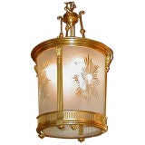 Antique Empire Gilt Bronze Hanging Lantern