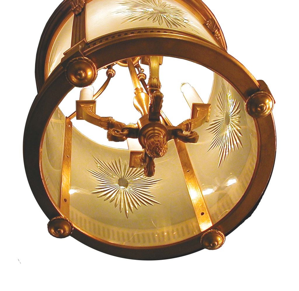 Empire Gilt Bronze Hanging Lantern