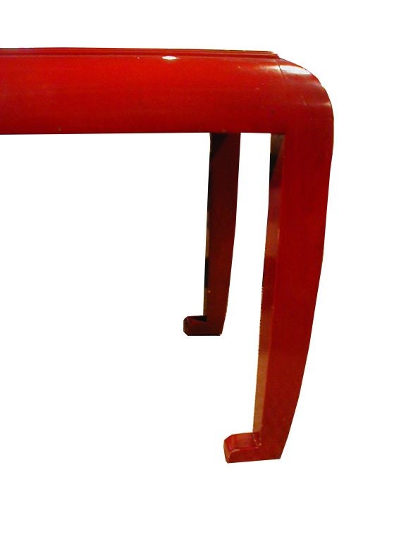 Pair of Red Lacquered Asian Style Low Tables