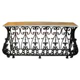 Louis XV Style Wrought Iron Marble Top Console Table