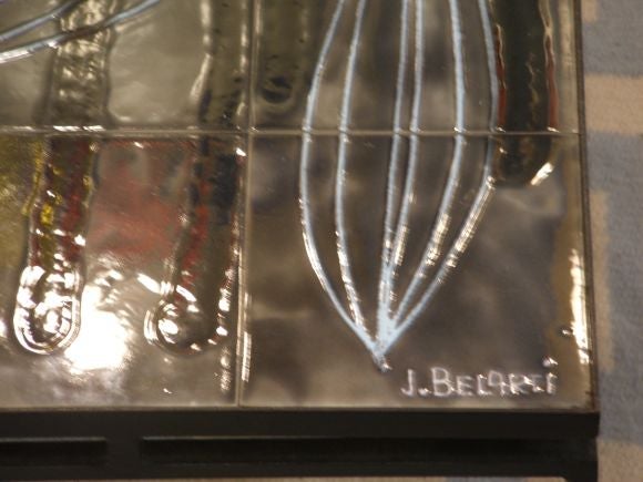 Modern J. Belarti Signed Iron and Painted Tile Table