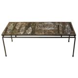 Modern J. Belarti Signed Iron and Painted Tile Table
