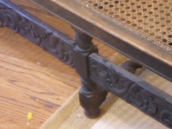 Carved and Caned Wooden Chaise