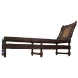 Vintage Carved and Caned Wooden Chaise