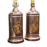 Pair of Mercury Glass Etched Table Lamps