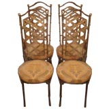 Set of Four French  Mid Century Gilt Iron Chairs