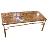 Bronze Bamboo base with Chocolate Marble Top Coffee Table