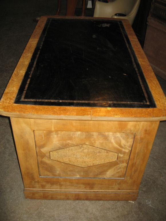 Italian "Deco" Desk with Black Leather Blotter