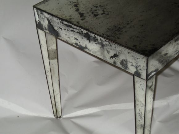 American A Pair of Antiqued Mirrored End Tables