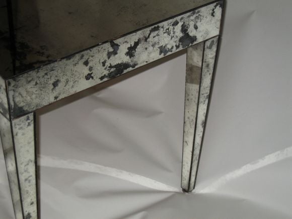 A Pair of Antiqued Mirrored End Tables 2