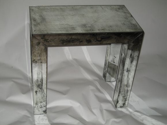 A Pair of Antiqued Mirrored End Tables 3