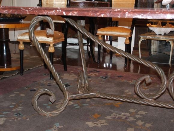 Marble Dining Room Table With Iron Barley Twist Base