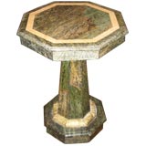 Italian Empire Style Pedestal Table with Inlaid Marble
