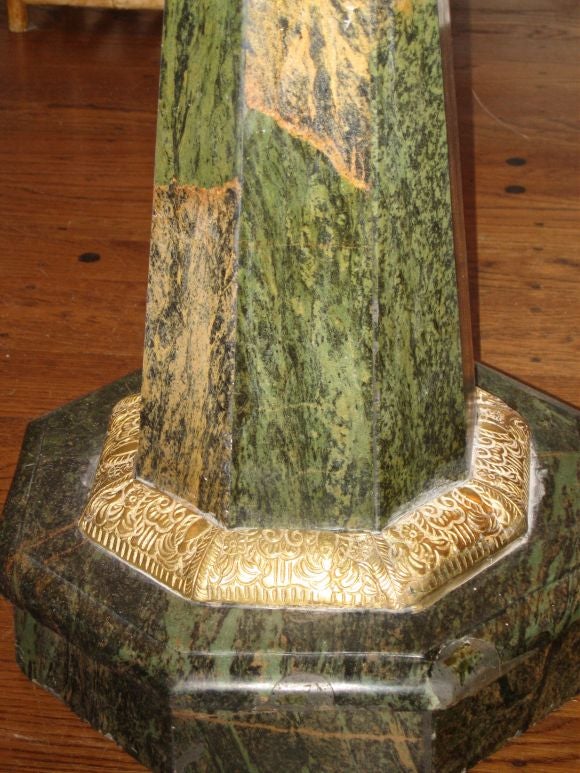 Italian Empire Style Pedestal Table with Inlaid Marble