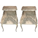 A Pair of Mid Century Marble Top  Two Tier End Tables