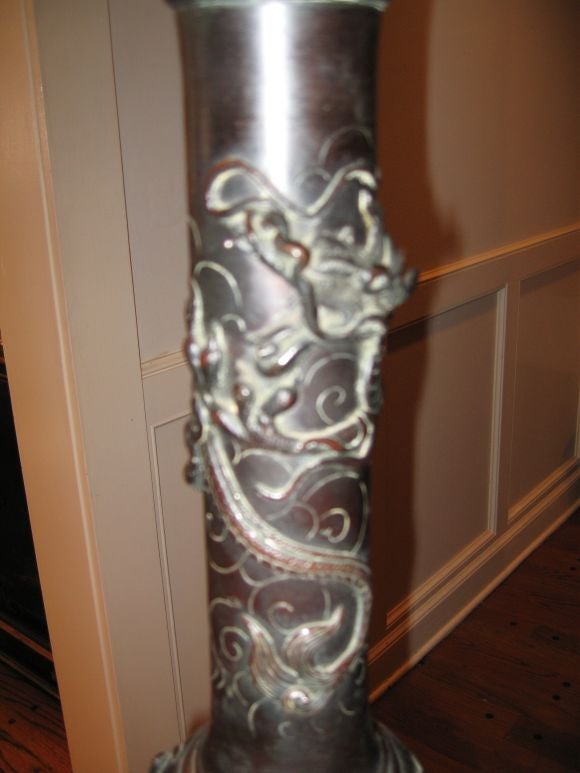 Unique Carved Japanese Steel Torchier