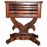 Elegant Two Drawer End Table Carved Wood on Coasters