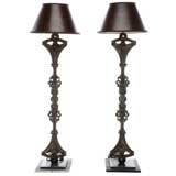 Antique Pair of wrought iron table lamps