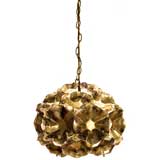 Brass pendant light with petal forms