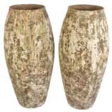 Pair of ceramic urns/planters with gorgeous patina
