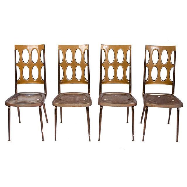 Four Copper lucite chairs by Chromecraft w/ new upholstery