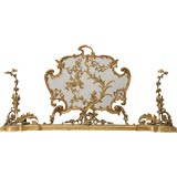 c.1870 French Rococo Style Bronze Fireplace Set