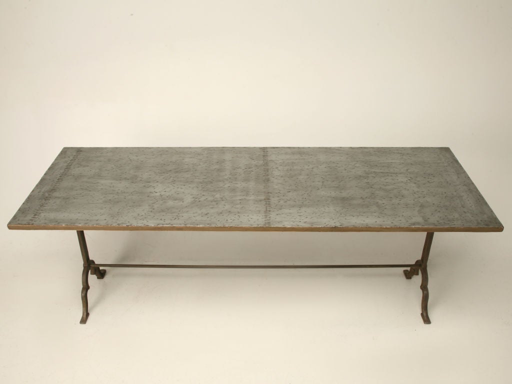20th Century c.1900 French Dining Table w/ Zinc Top