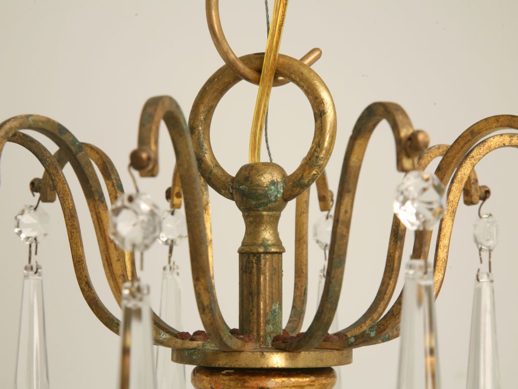 c.1920 French 5 Light Crystal Chandelier