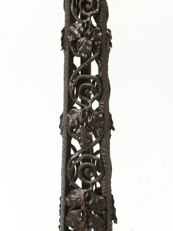 20th Century c.1910 Iron and Alabaster Torchiere