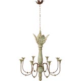 Italian Distressed Painted 8 Light Chandelier