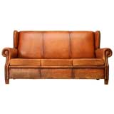French 40's Leather Sofa Bed