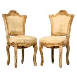Antique c.1760 Pair of Italian "Shabby Chic" Side Chairs