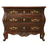 c.1980 French Mahogany Bombe Commode