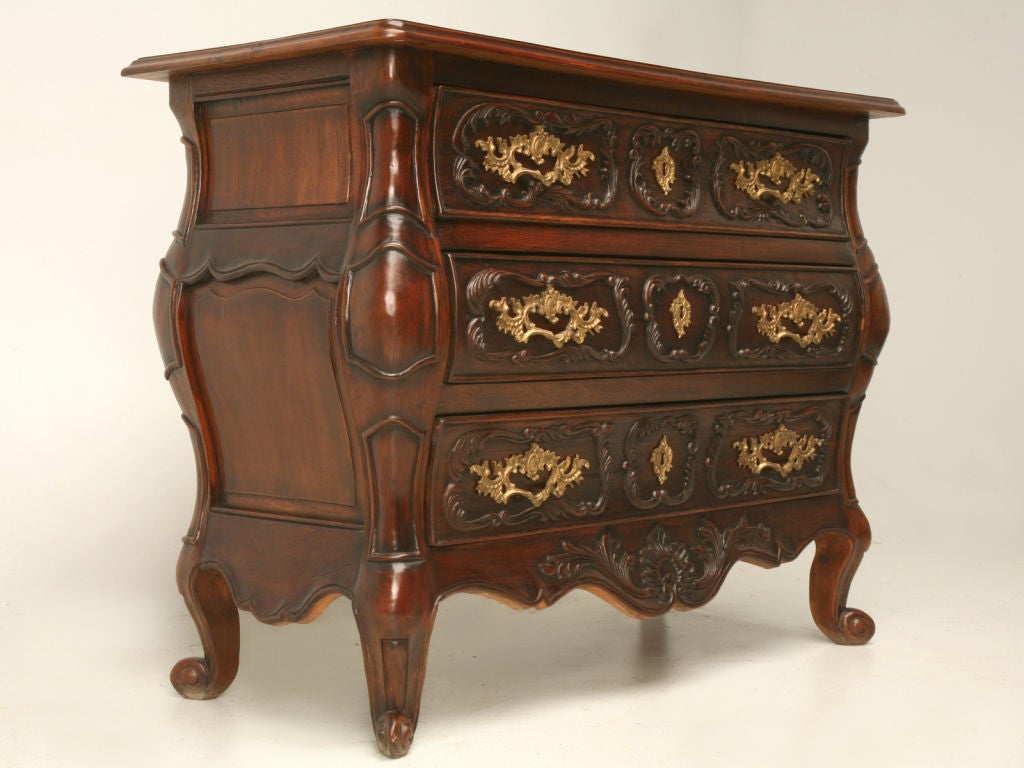 c.1980 French Mahogany Bombe Commode