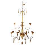 Italian Painted and Gilded Wood 12 Light Chandelier