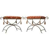 c.1960 Pair of Hand-Forged Metal Benches
