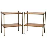 Pair of French 40's 2-Tier Copper & Brass Side Tables