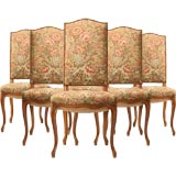 Antique c.1920 Set of 6 Louis XV Style Solid Cherry Dining Chairs