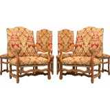 c.1940 Set of 6 French Louis XIII Style Dining Chairs