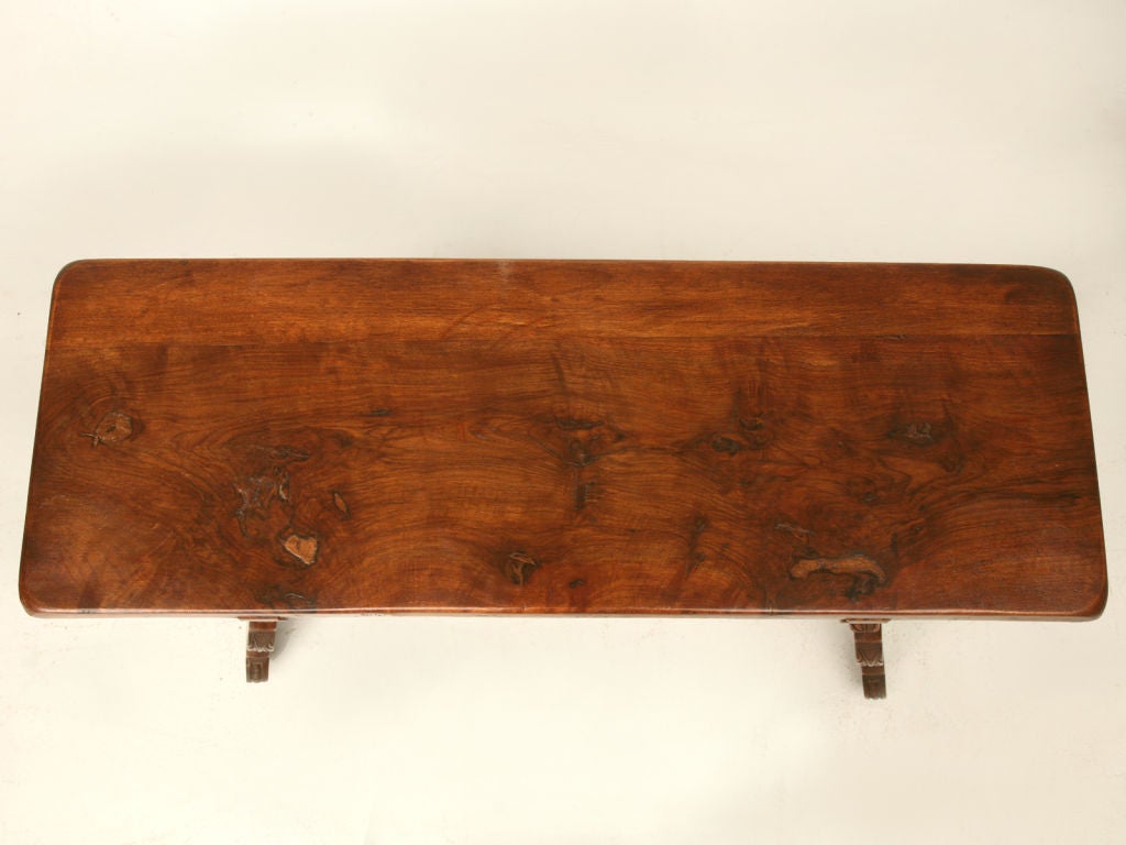c.1850 Spanish Walnut Lyre-Leg Console/Sofa Table