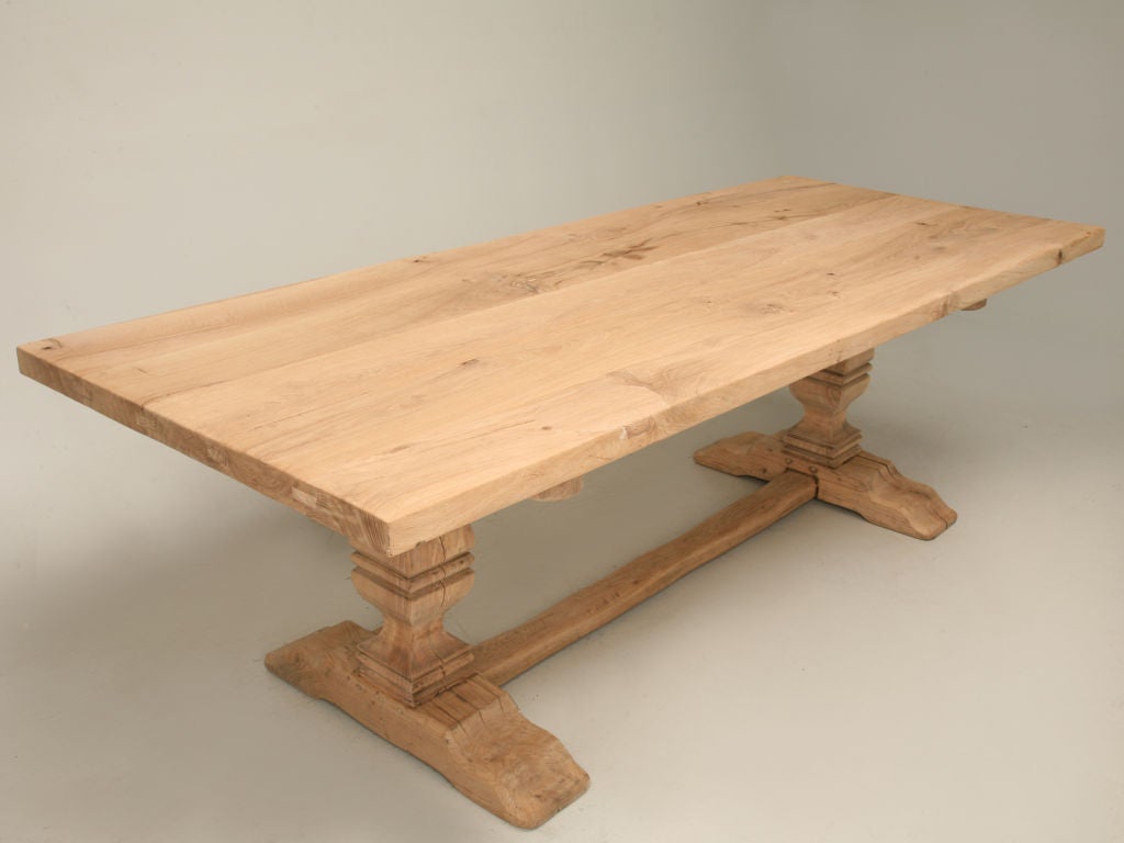 c.1880 Country French White Oak Trestle Table