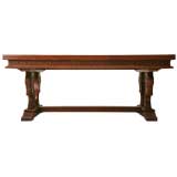 c.1930 Heavily Carved Spanish Oak Draw Leaf Dining Table