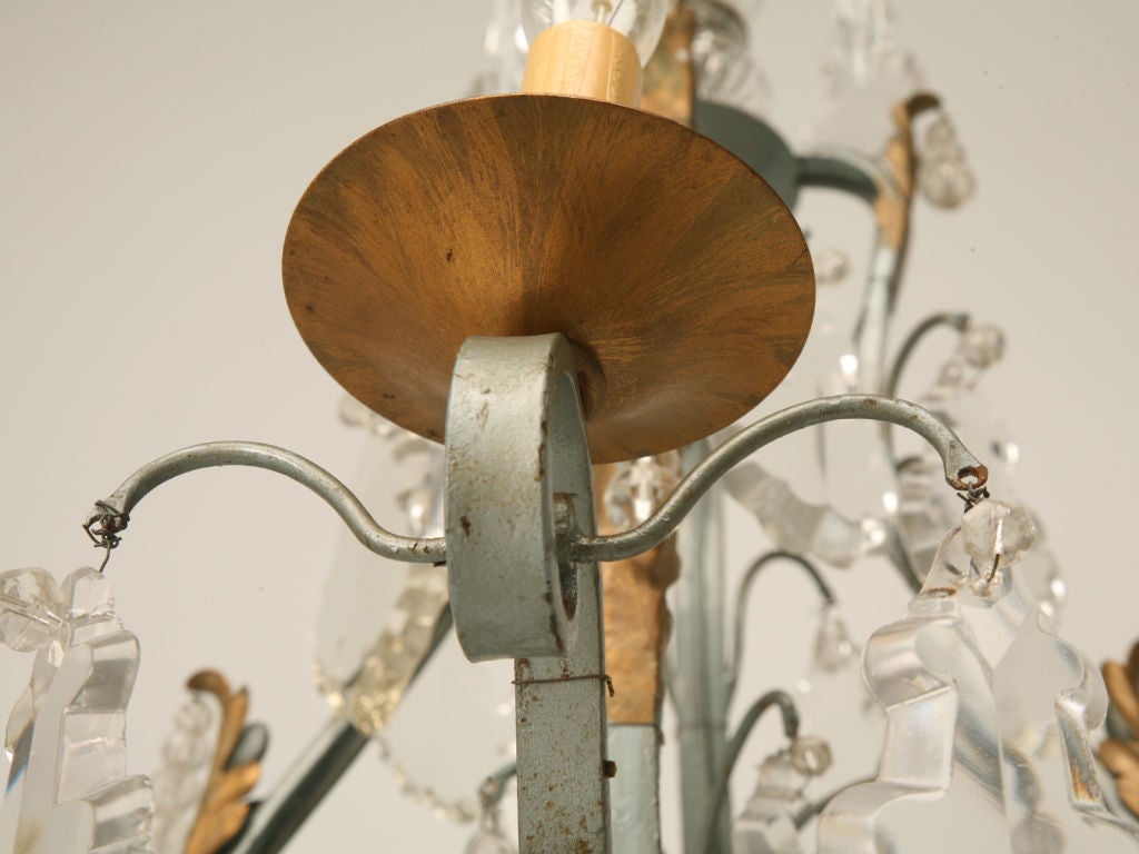 c.1930 French 4 Light Painted Wrought Iron Chandelier 2