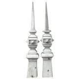 Pair Zinc Roof-Top Architectural Spire-Form Finials