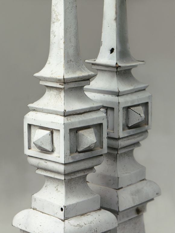 French Pair Zinc Roof-Top Architectural Spire-Form Finials