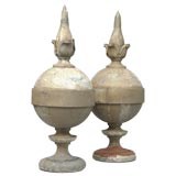 Antique Pair Roof-Top Architectural Sphere-Form Finials