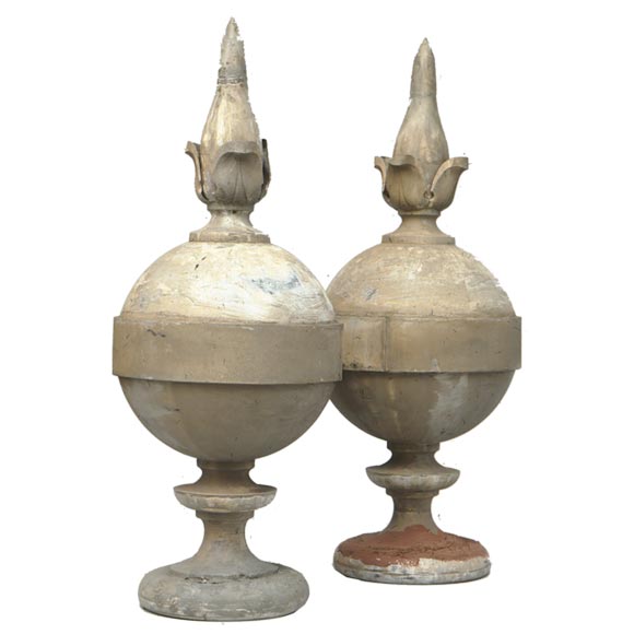 Pair Roof-Top Architectural Sphere-Form Finials